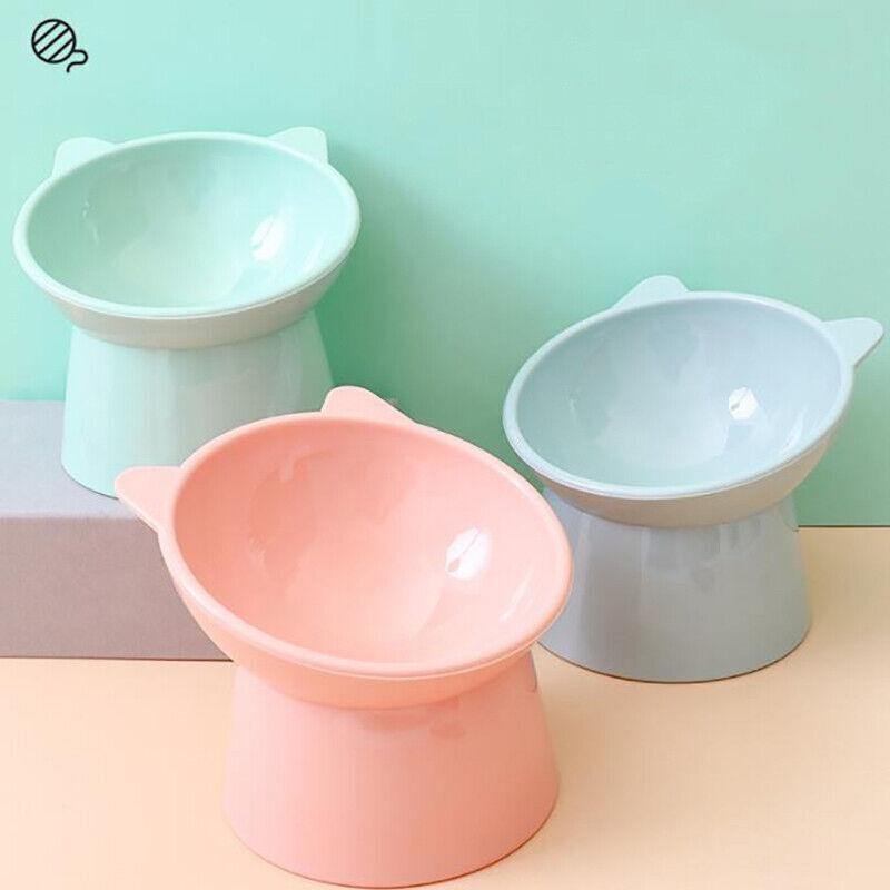 Elevated Pet Bowl Cat Dog Feeder Food Water High-Foot Anti Vomiting Tilted Bowl - Pink 4