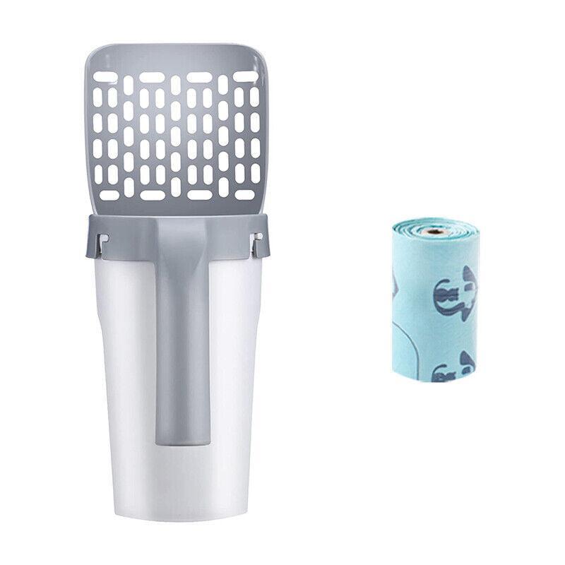 Cat Litter Scoop Integrated Detachable Shovel Holder Poop Pet Sifter Cleaning - 2 Roll Garbage Bags 6