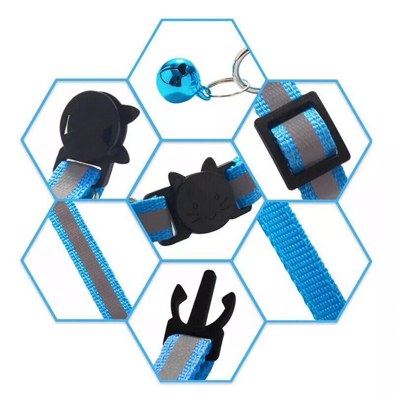 Reflective Cat Collar with Breakaway Buckle and Bell Adjustable for Small Pet Use - Yellow 3