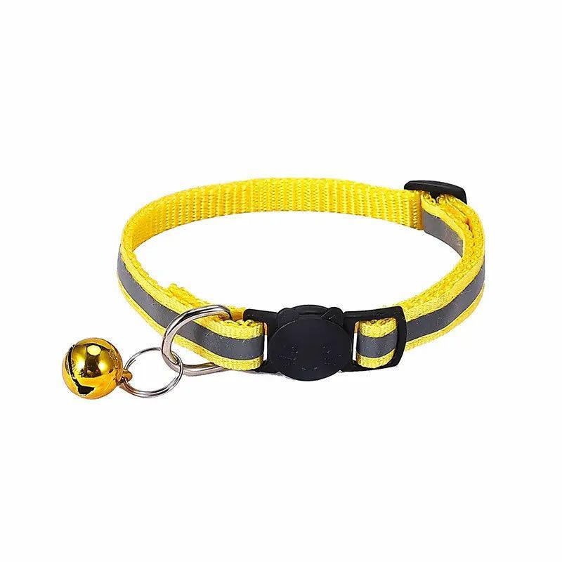 Reflective Cat Collar with Breakaway Buckle and Bell Adjustable for Small Pet Use - Yellow 6