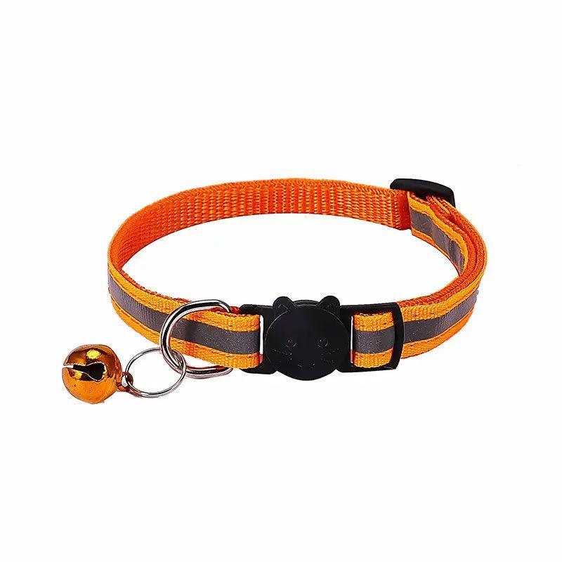 Reflective Cat Collar with Breakaway Buckle and Bell Adjustable for Small Pet Use - Yellow 7