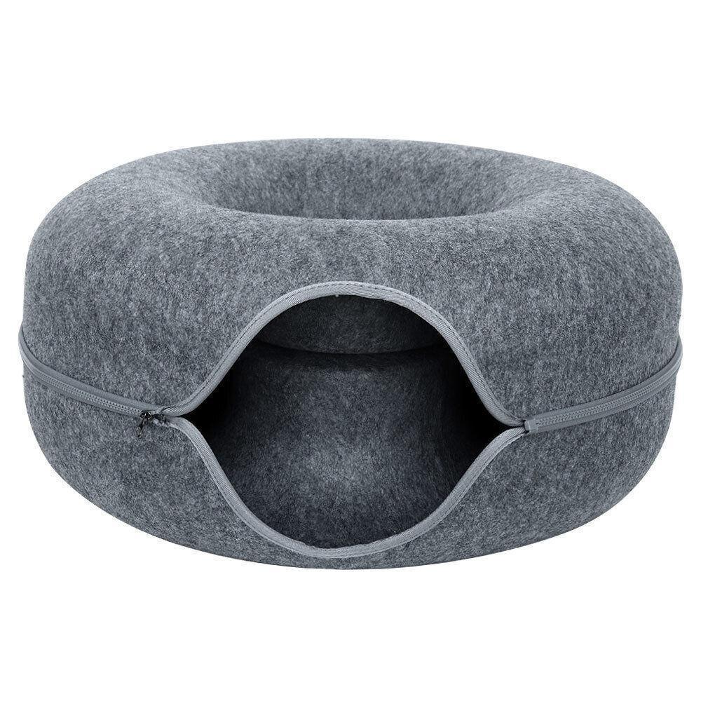 Felt Cat Tunnel Bed Donut Cave Nest for Kittens and Small Pets 50x30cm - Dark Grey 6