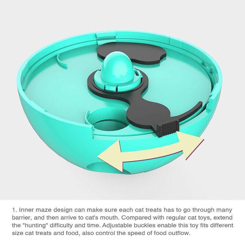 Cat Treat Dispenser Toy Ball Kitten Selfplay Interactive Tumbler Multifunction - Blue 4
