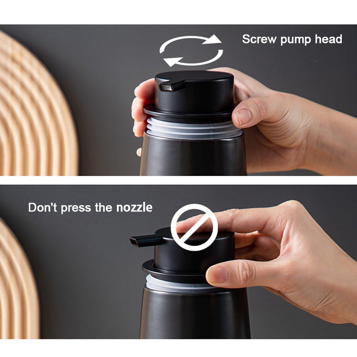 400ML Ceramic Stoneware Soap Dispenser Modern Design Lotion Pump Manual Bathroom - Black 5