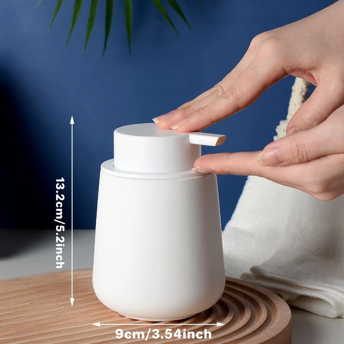 400ML Ceramic Stoneware Soap Dispenser Modern Design Lotion Pump Manual Bathroom - White 3