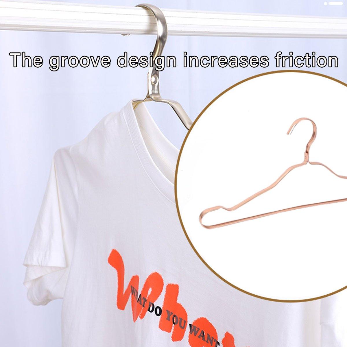 10PCS Metal Clothing Hangers Anti-slip Aluminium Alloy Drying Rack Coat Hanger - Champagne Gold 5