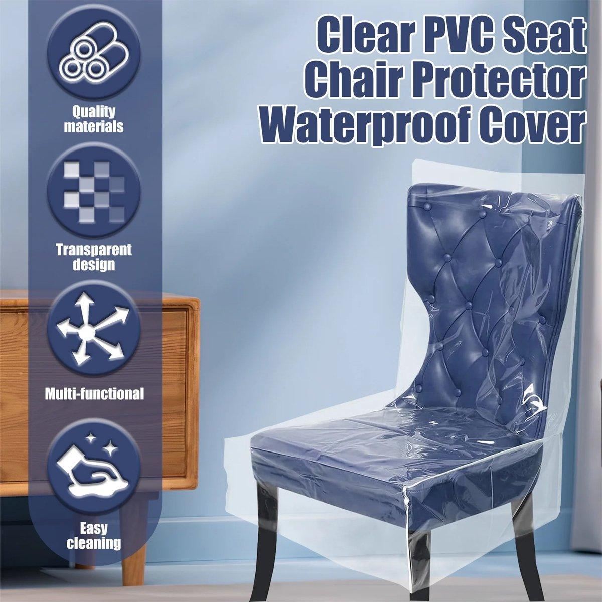 Elastic PVC Dining Chair Cushion Cover Universal Seat Protector with Backrest 4