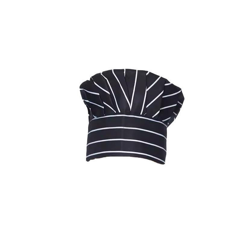 Adjustable Chef Cap with Elastic Band for Kitchen Cooking Baking Catering Use - Black+White 10