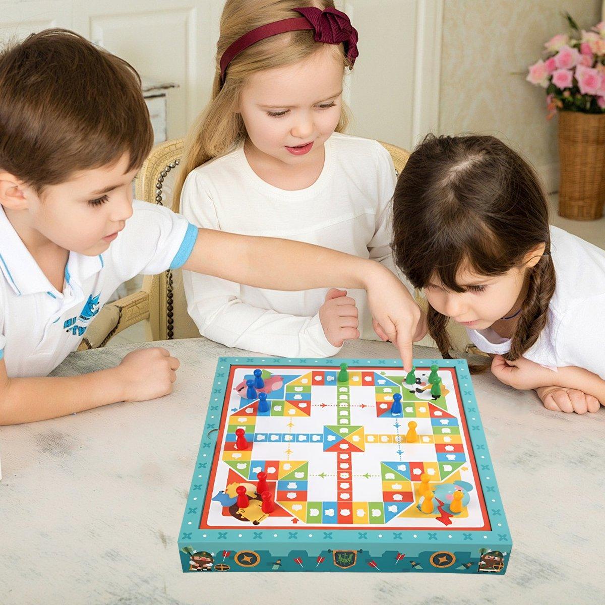 8-in-1 Board Game Set Chess Games Board Toy Backgammon Checkers Snakes Ladders 3