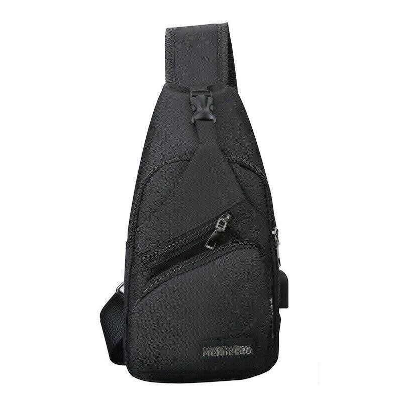 Durable Mens Chest Bag Shoulder Backpack Man Sling Cross Body Satchel Travel Bag - Black 6