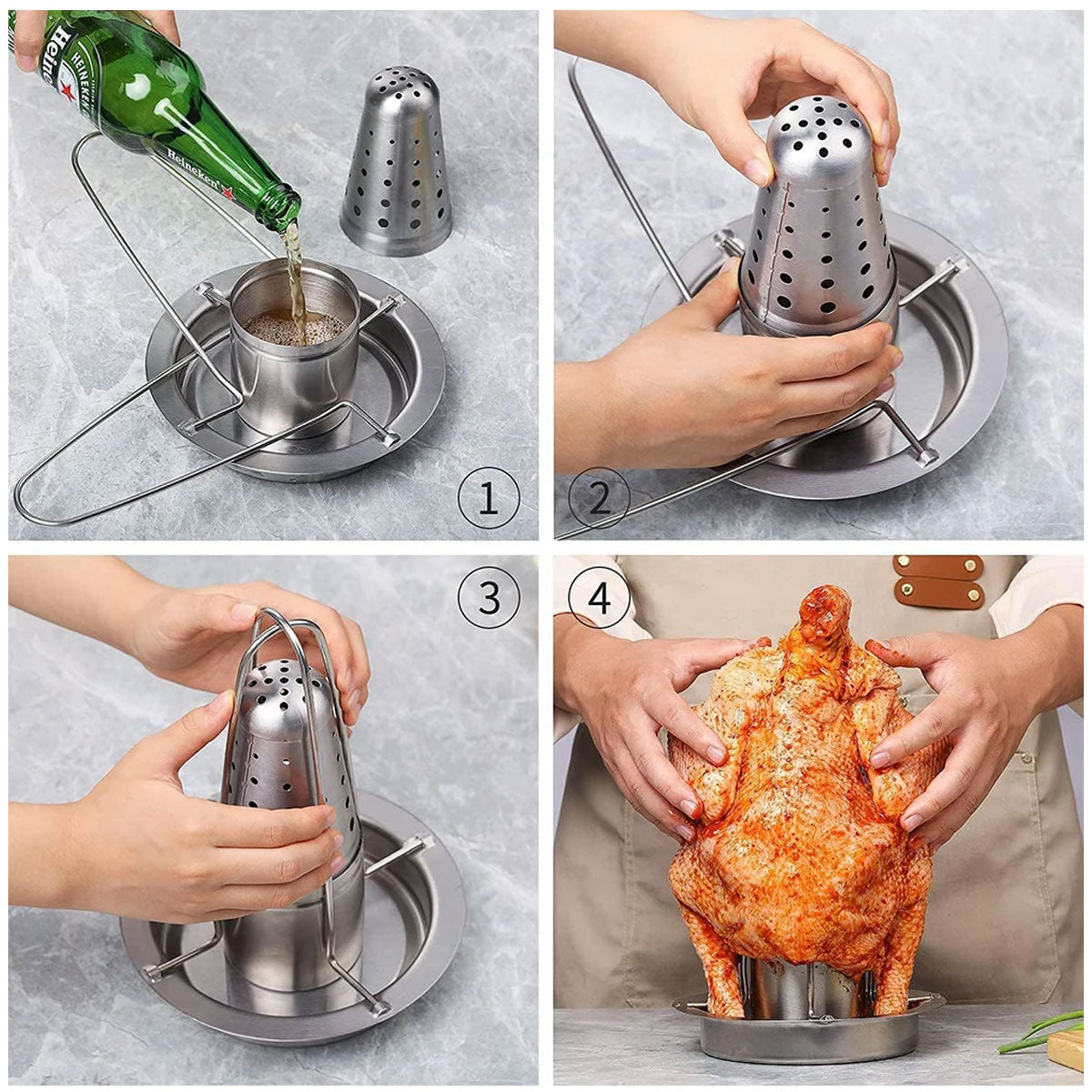 Stainless Steel Chicken Grill Outdoor BBQ Roaster Rack Portable Multi Functional 5