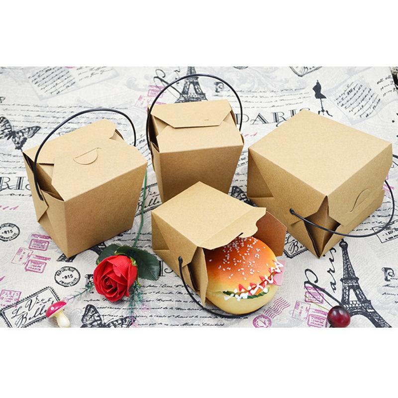 30PCS Kraft Paper Noodle Boxes with Handle Disposable Takeaway Food Containers - 450ml 4