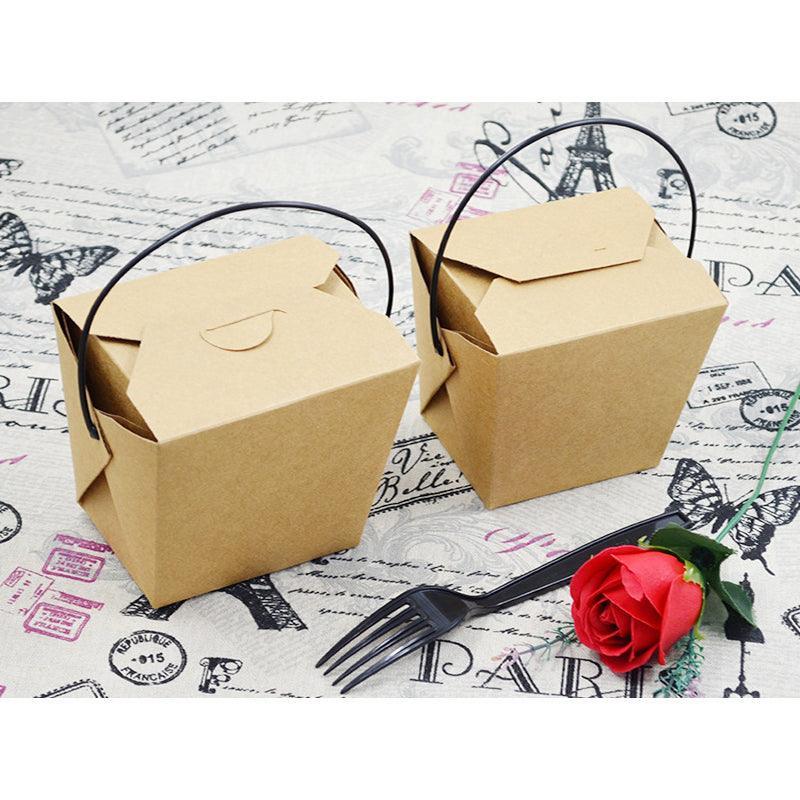 30PCS Kraft Paper Noodle Boxes with Handle Disposable Takeaway Food Containers - 450ml 5
