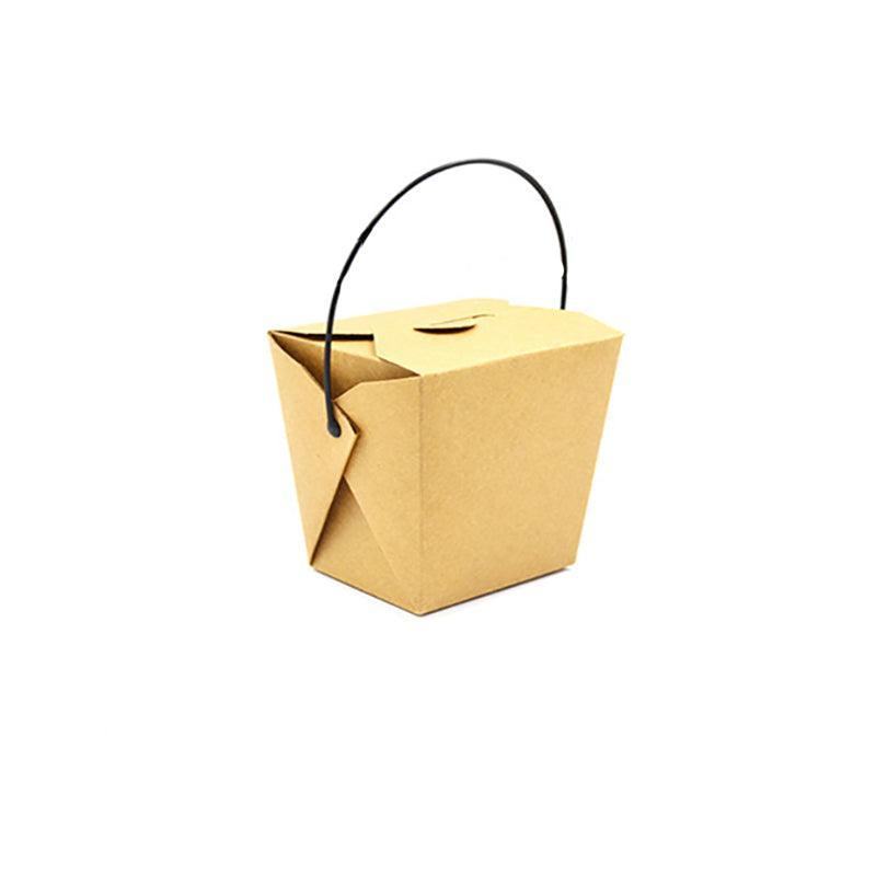 30PCS Kraft Paper Noodle Boxes with Handle Disposable Takeaway Food Containers - 450ml 7
