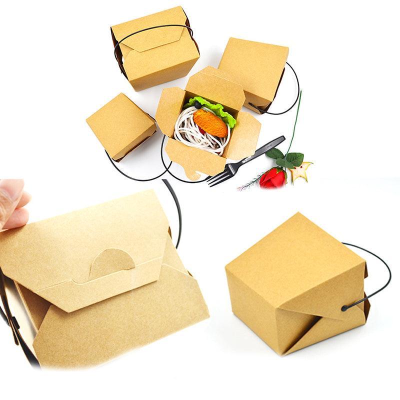 30PCS Kraft Paper Noodle Boxes with Handle Disposable Takeaway Food Containers - 728ml 3