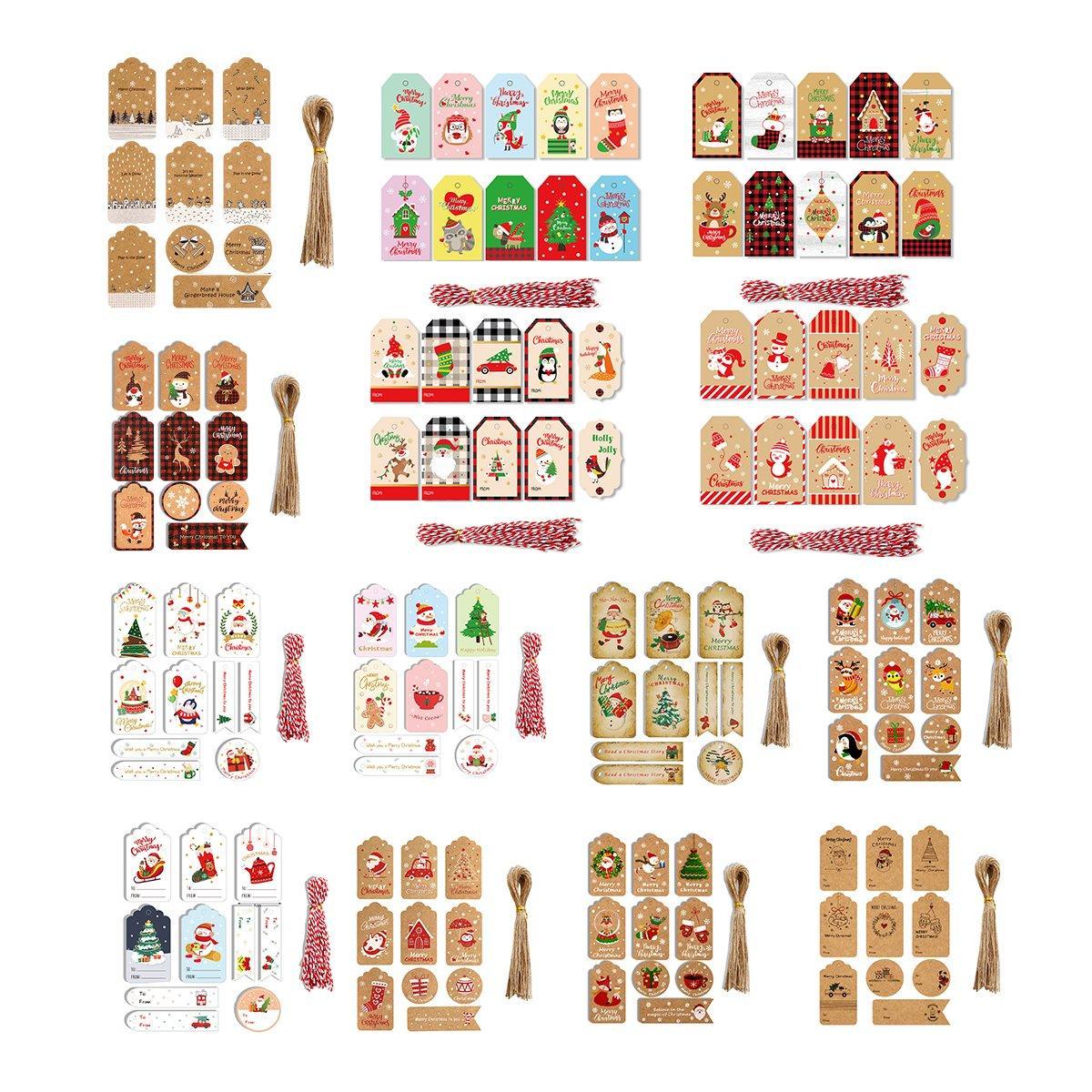 50PCS Christmas Kraft Paper Gift Tags Vintage Holiday Party Card Packaging Decor - 6