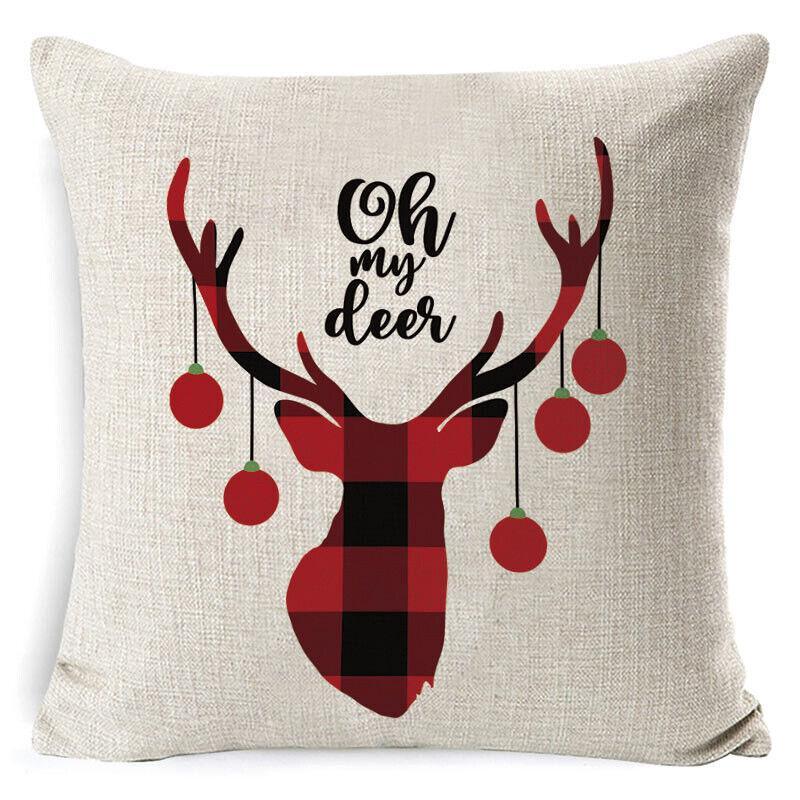 1Pc Christmas Square Cushion Cover Throw Waist Pillow Case Sofa Home Decor - Deer Head 8