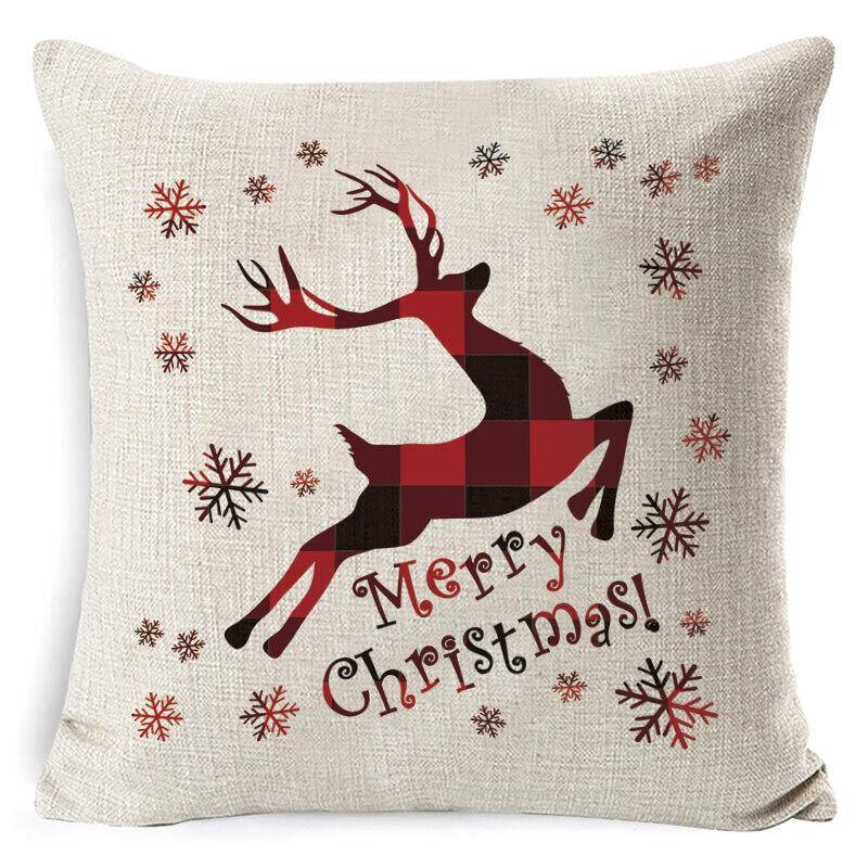 1Pc Christmas Square Cushion Cover Throw Waist Pillow Case Sofa Home Decor - Deer 7