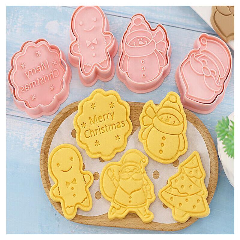 8PCS Christmas Cookie Cutter Set 3D Biscuit Moulds for Baking Fondant Pastry 5