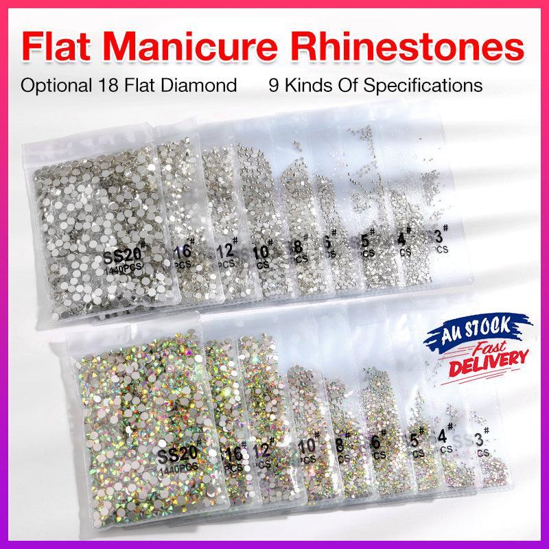 1440Pcs Glitter Rhinestones Crystal Flat Clear Bottom Glass Nail Art Nail Drill - Clear Crystal SS3