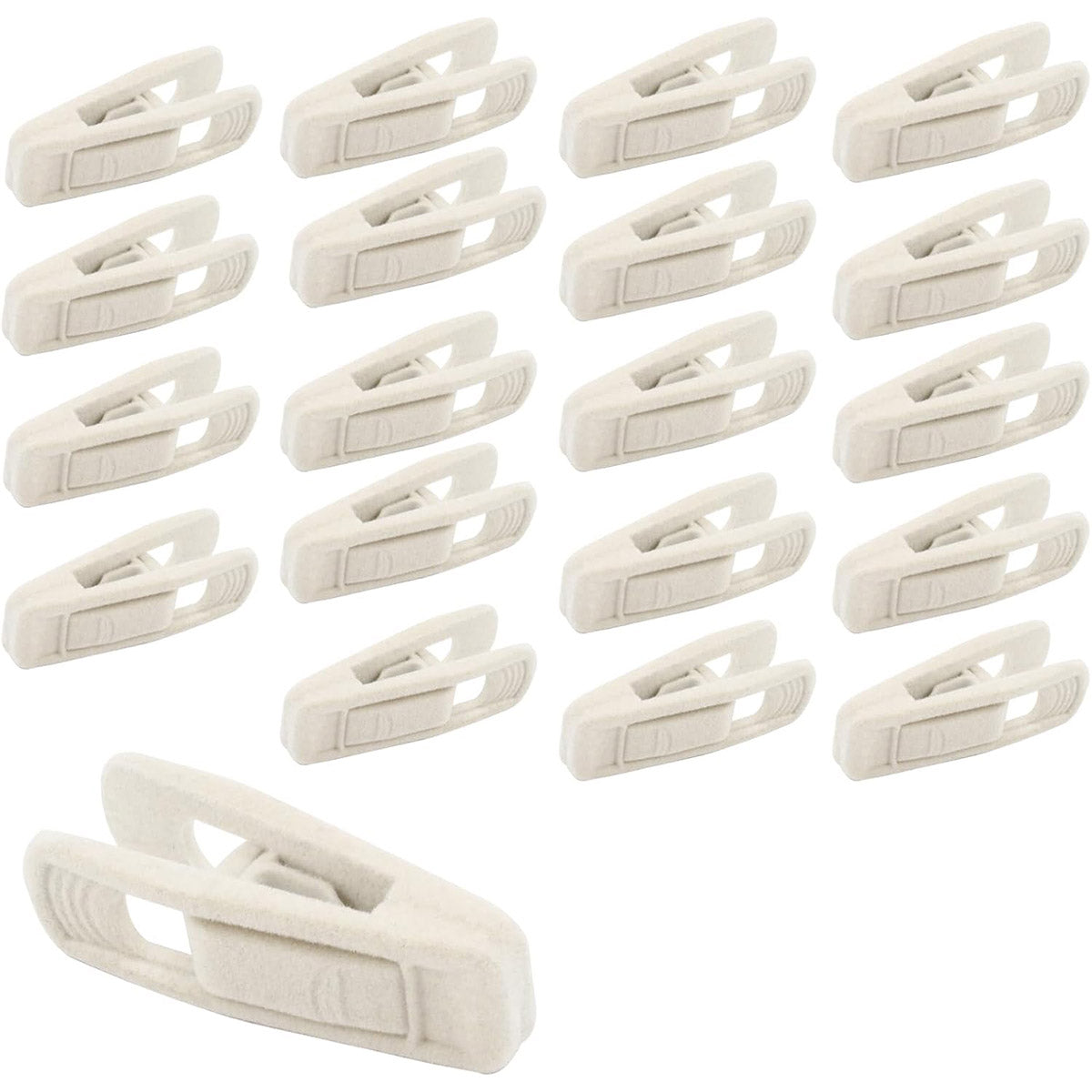 Clothes Drying Clips 20 Pack Velvet Flocking Trouser Pegs Hanger Grip Clamp Set - Beige 8