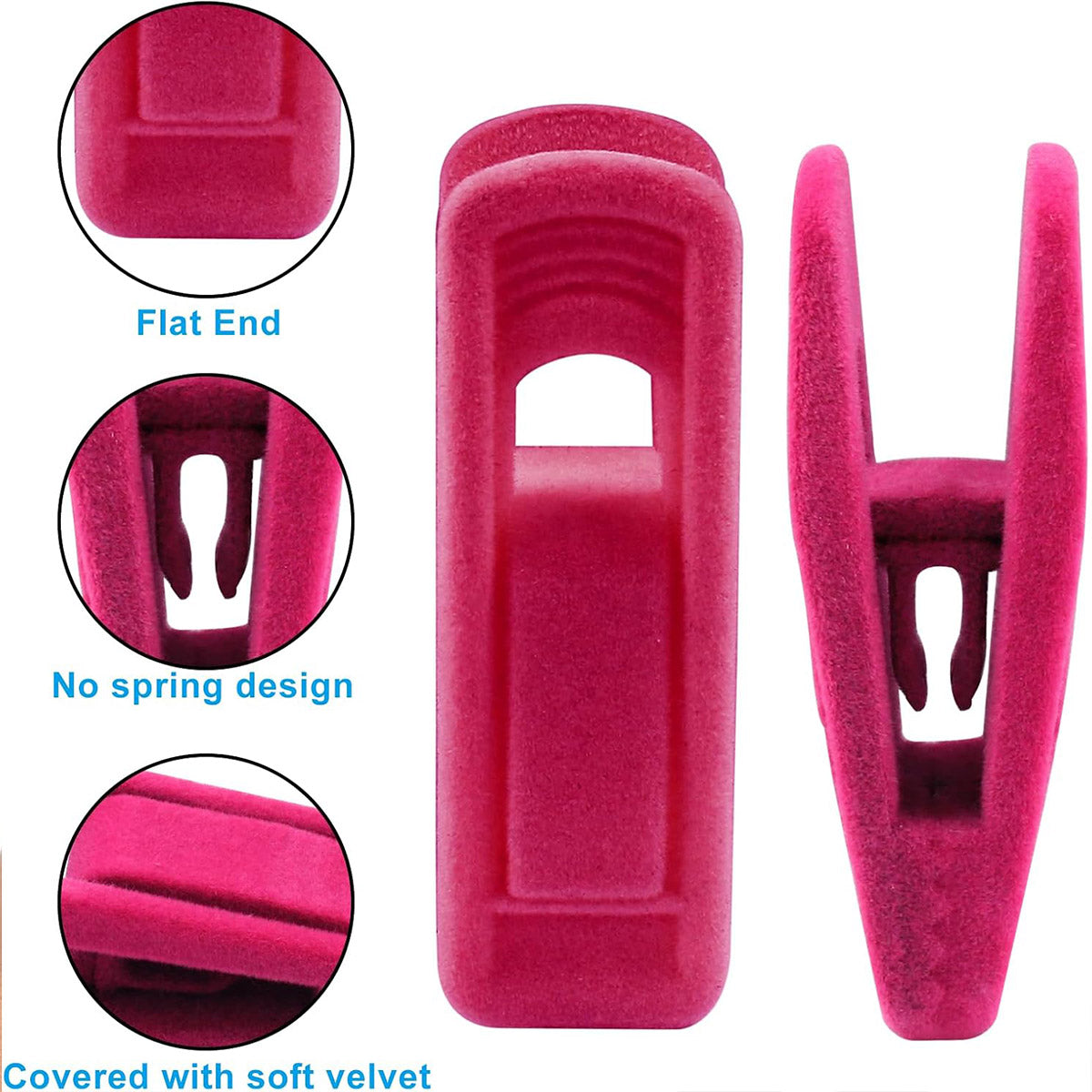 Clothes Drying Clips 20 Pack Velvet Flocking Trouser Pegs Hanger Grip Clamp Set - Black 5