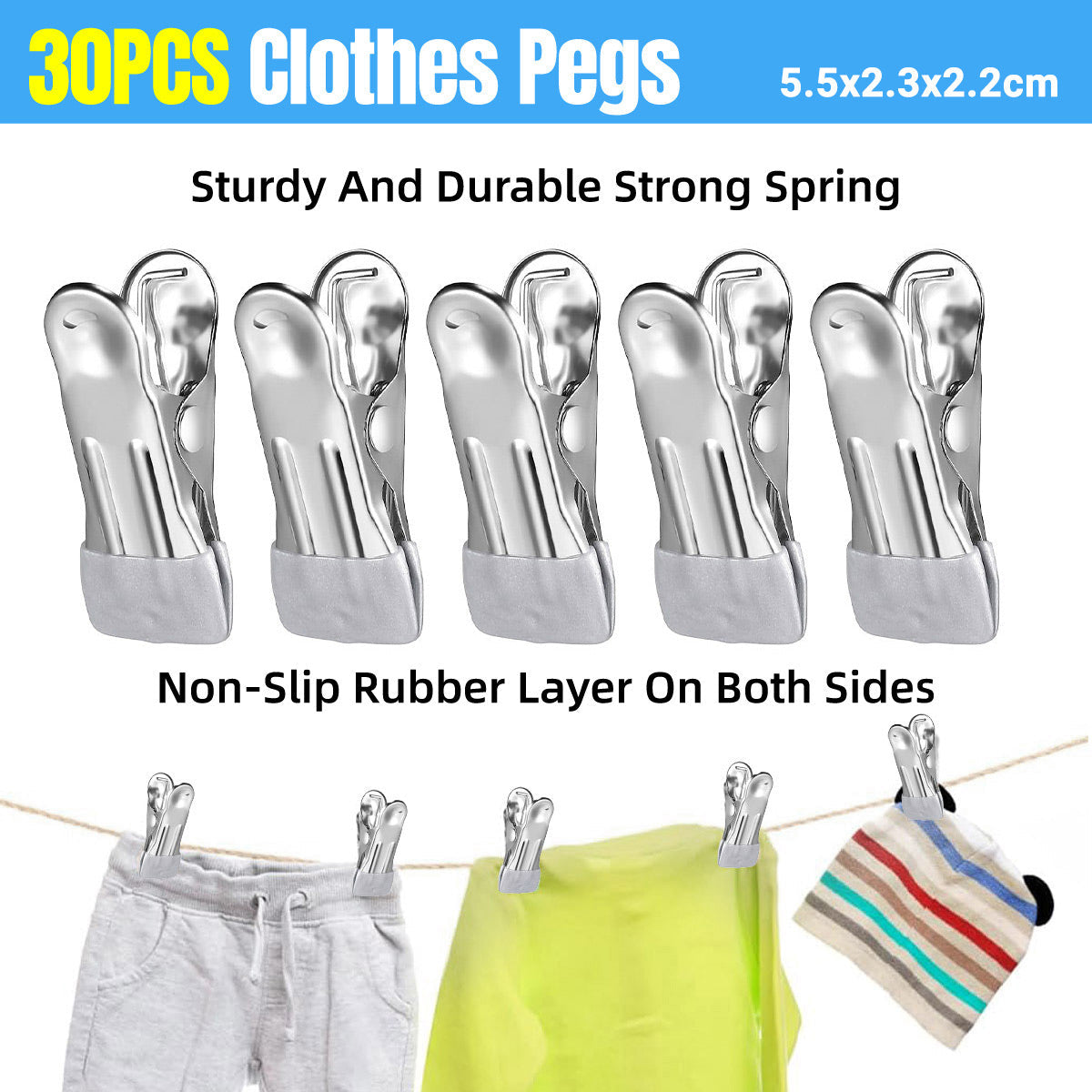 30pcs Multi Functional Stainless Steel Clothes Drying Clips Windproof Clips