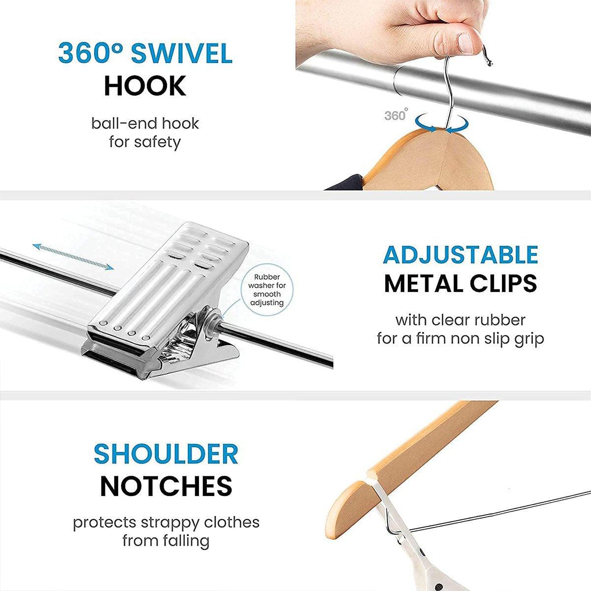 10 Pcs Wooden Non-Slip Wide Shoulder Clothes Hanger with Clip for Hotel Wardrobe - Black 4