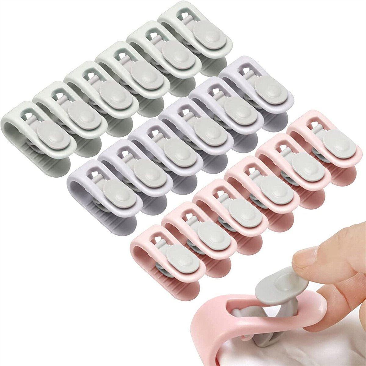 10/20pcs Quilt Retainer Cover Clips Invisible Needle-Free Thumb Buckle Bedding - Pink+Purple-20PCS