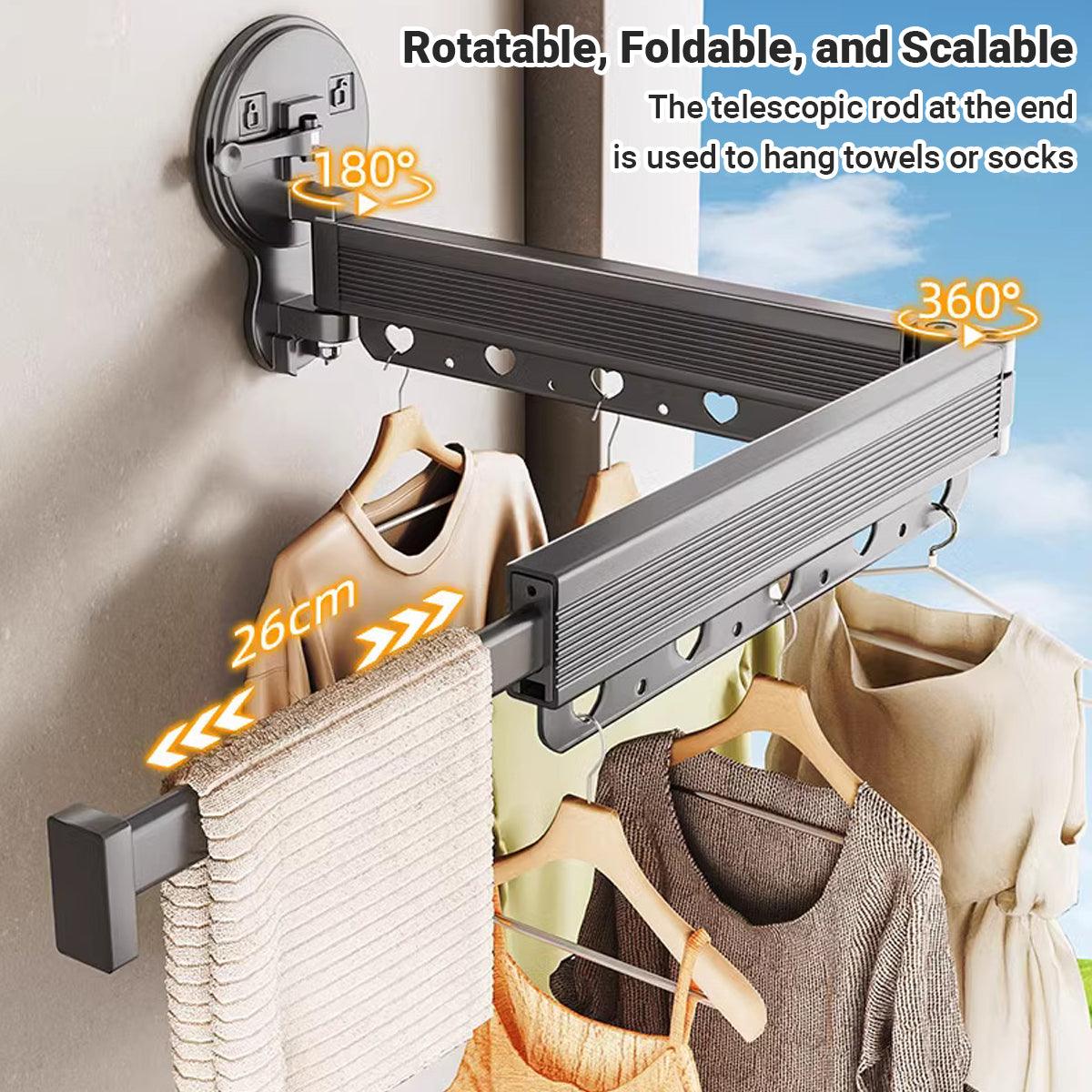 2/3/4-Bar Adjustable Foldable Retractable Clothes Drying Rack Suction Cup Hanger - One Fold And Two Sections 3