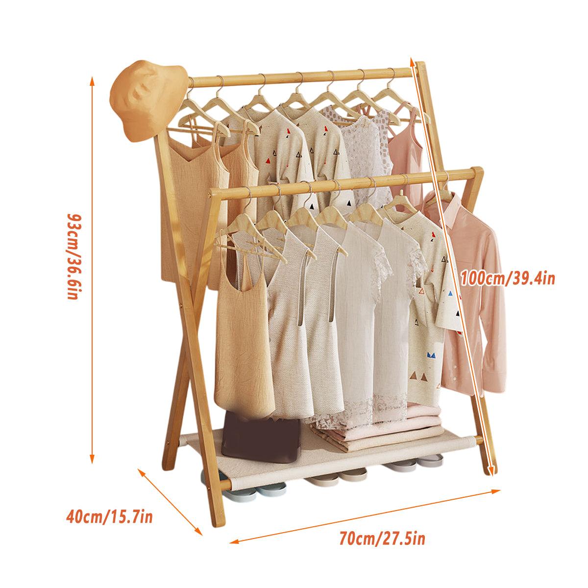 Folding Clothes Hanger Indoor Floor Bedroom Garment Rack Simple Hanging Stand 3