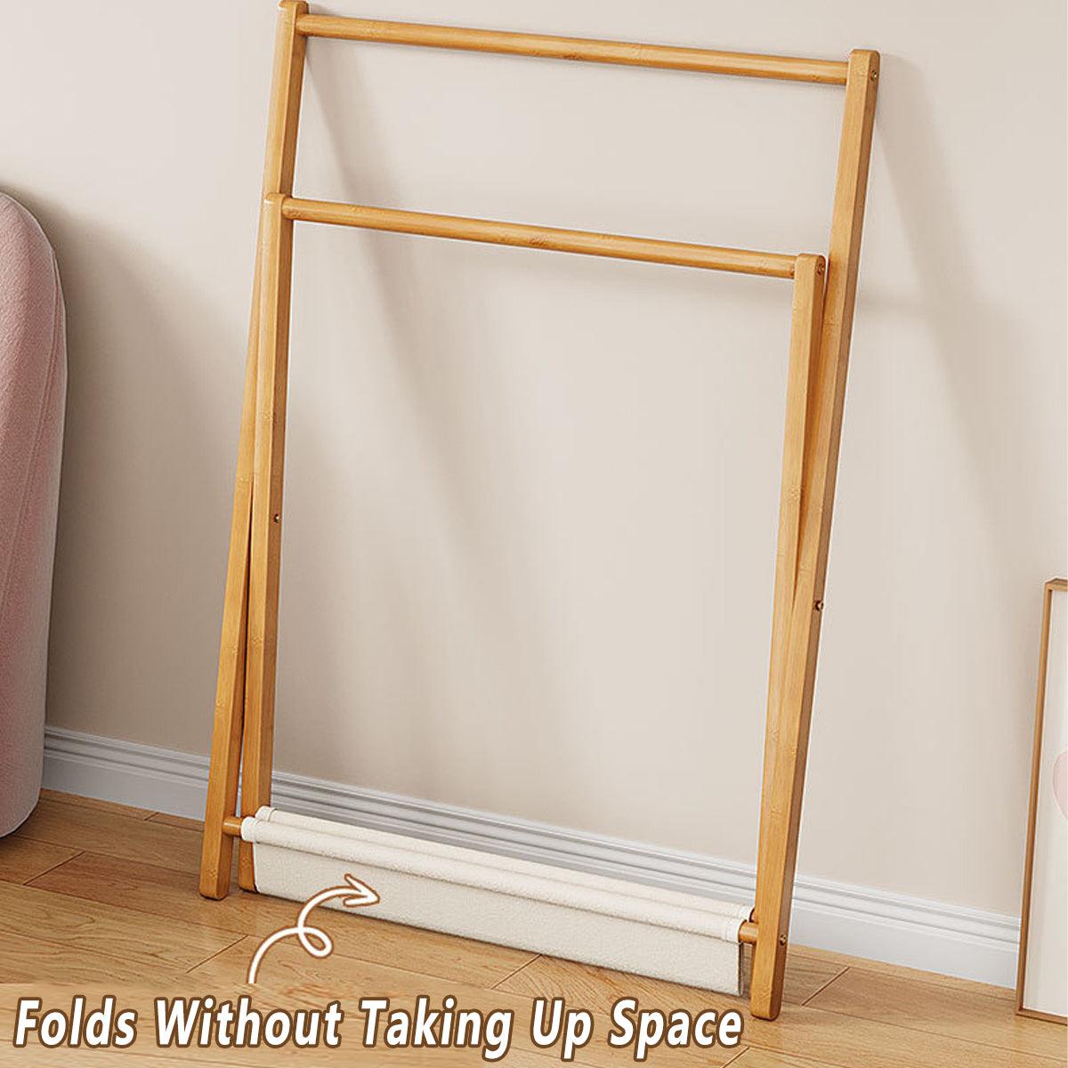 Folding Clothes Hanger Indoor Floor Bedroom Garment Rack Simple Hanging Stand 5