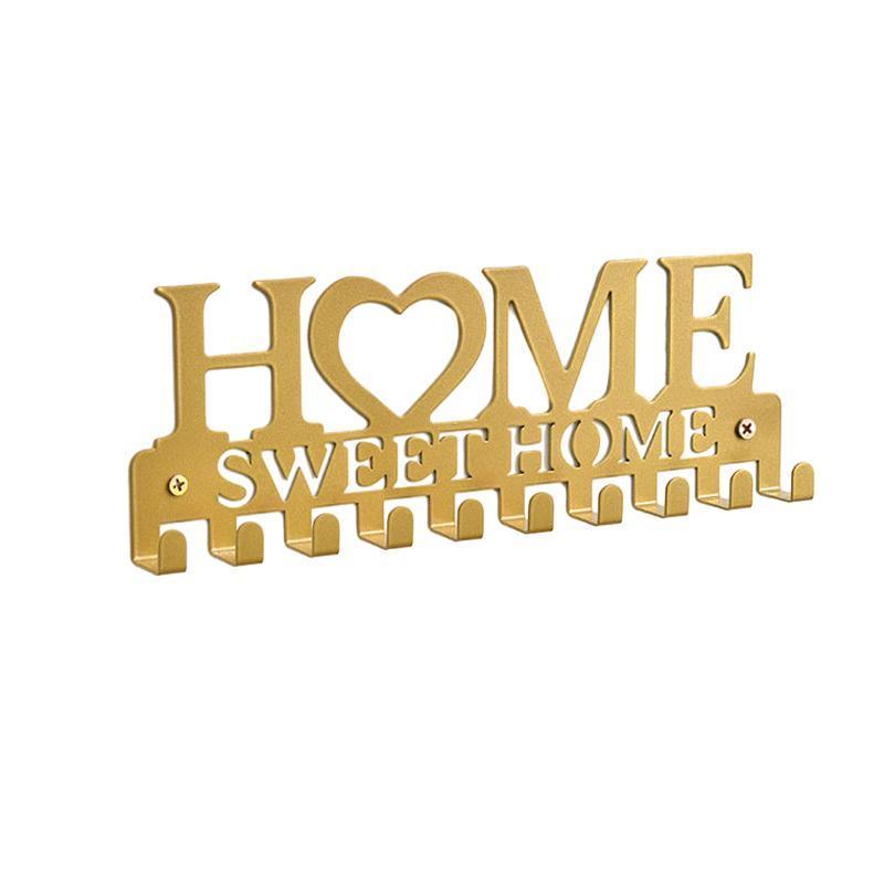 Retro Metal Iron Wall Hanging Mounted 10 Key Hooks Storage Holder Hook Rack - White 8