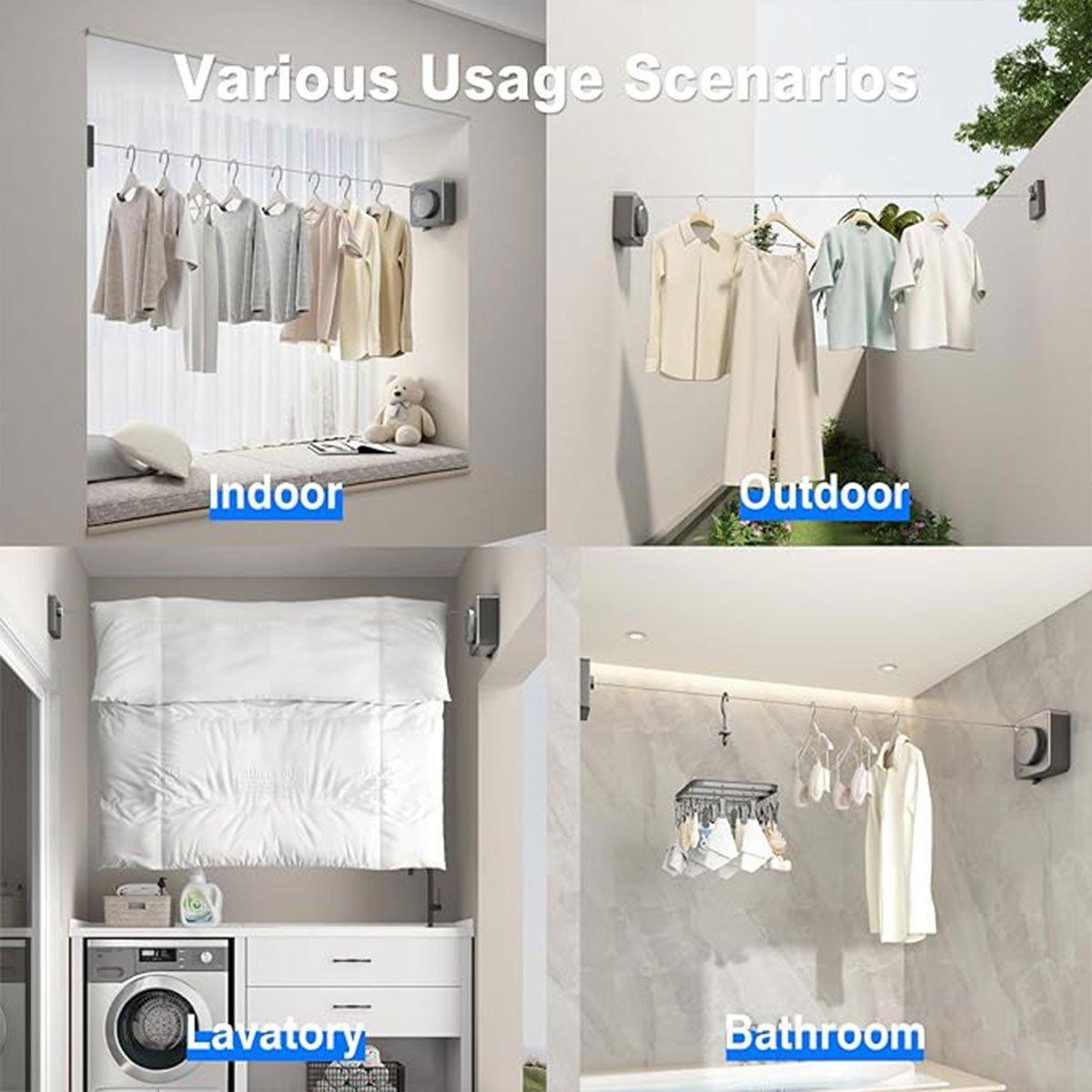 Invisible Wall Mounted Clothesline for Hotel Bathroom Sunbed Laundry Drying Rope 4