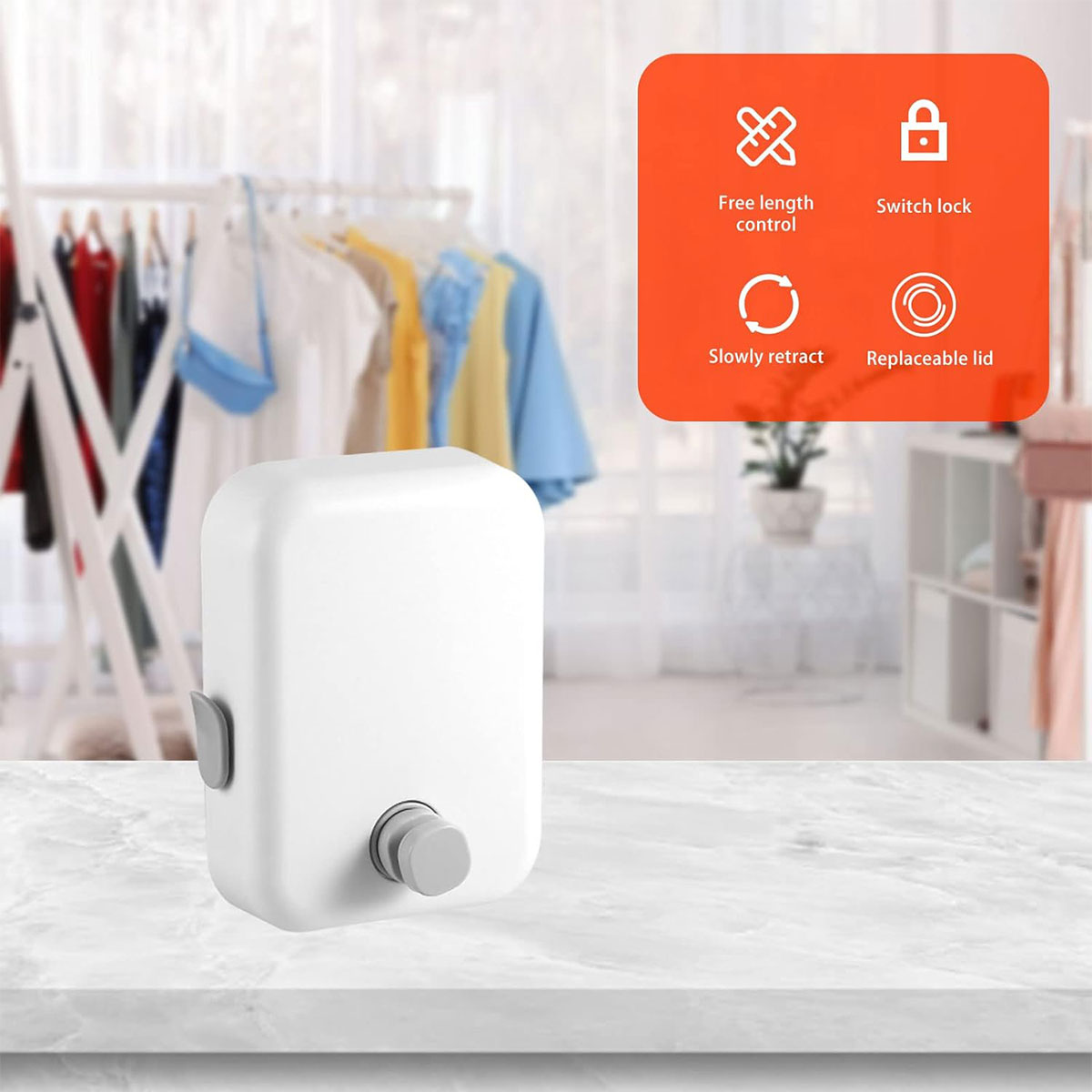 Invisible Clothesline Indoor Drying Rope Wall Mounted Laundry Retractable Line - Grey 4