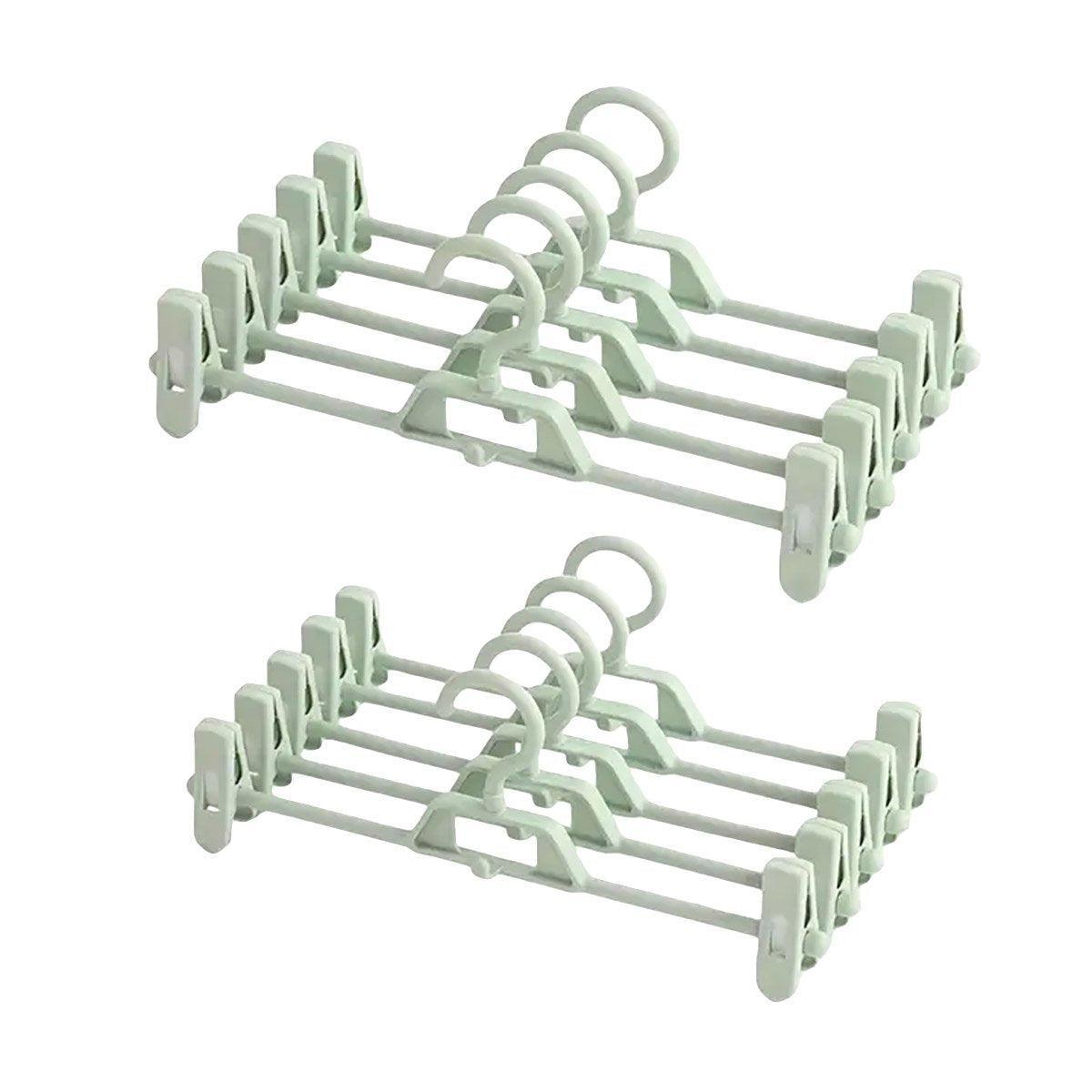 Seamless Household Retractable Pants Rack Buckle Clothes Clip Inner Hanger - Green 9