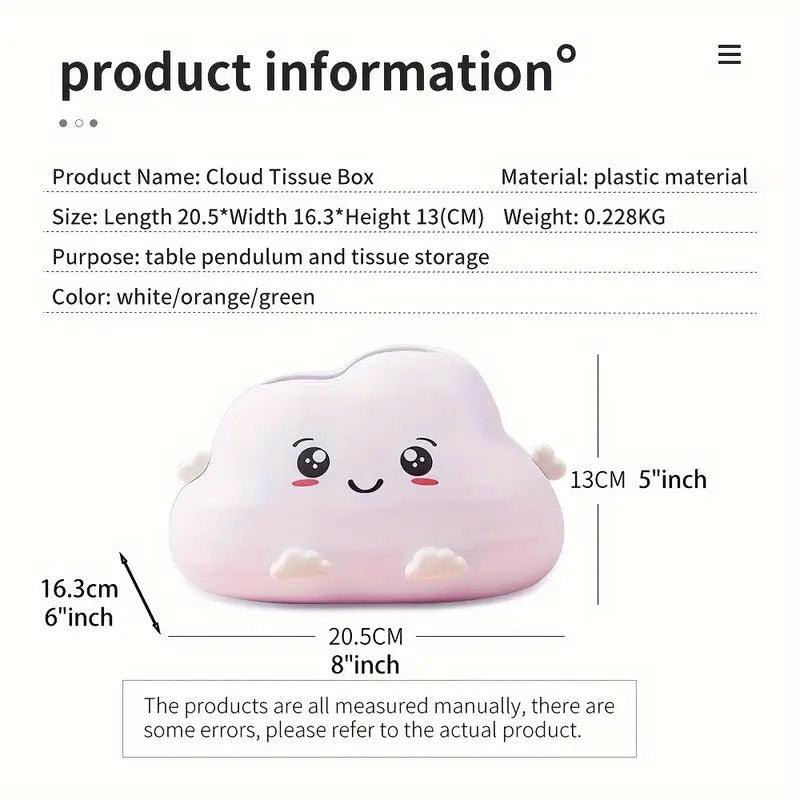 Cute Cartoon Clouds Plastic Tissue Box Desktop Drawer Organizer Storage Box 3