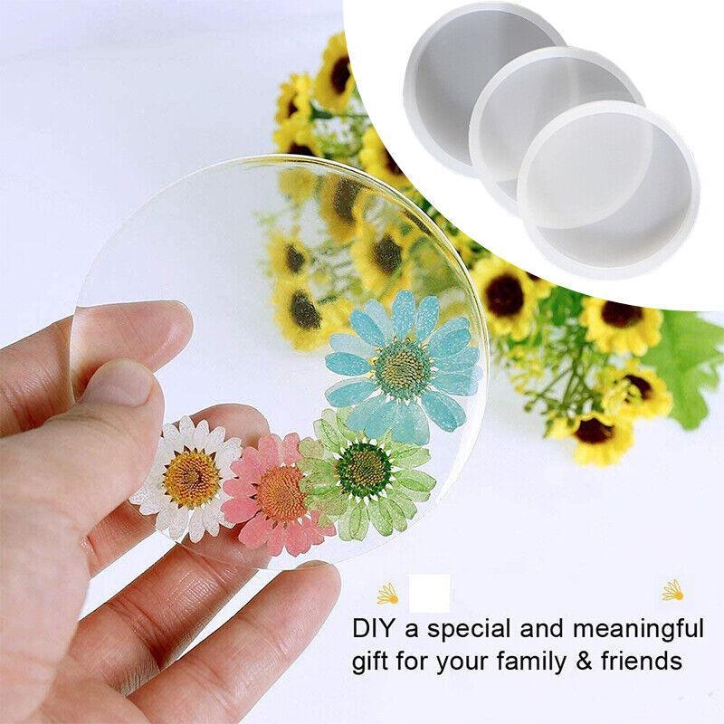 Coaster Resin Casting Mould Epoxy Mold Silicone Craft DIY Jewelry Agate Making - Large Round*4 4