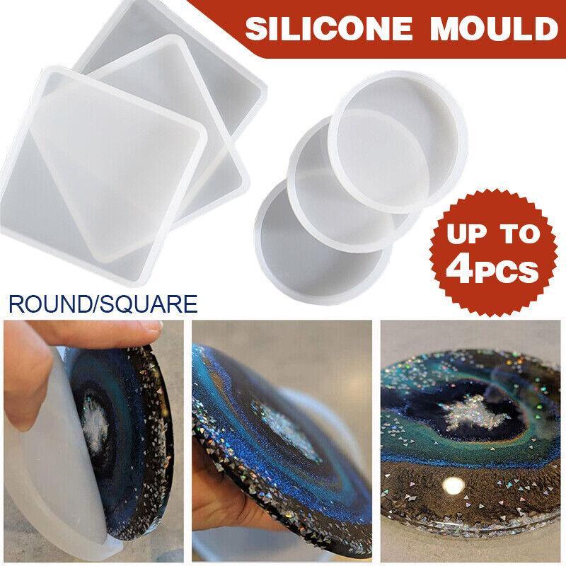 Coaster Resin Casting Mould Epoxy Mold Silicone Craft DIY Jewelry Agate Making - Large Round