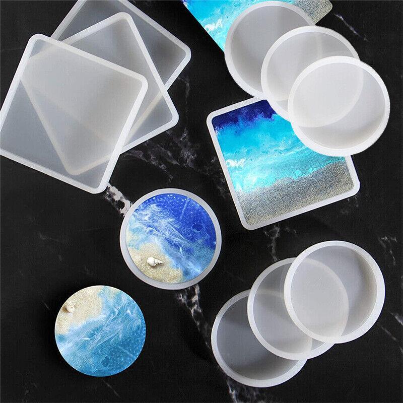 Coaster Resin Casting Mould Epoxy Mold Silicone Craft DIY Jewelry Agate Making - Large Round 3