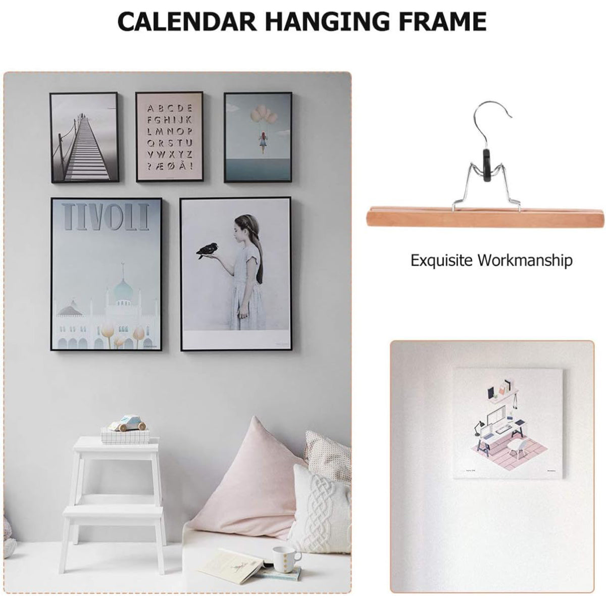 10pcs Solid Wood Skirt Clip Non Slip Hanger Flannel Trouser Clothes Organizer - Dark Brown 4