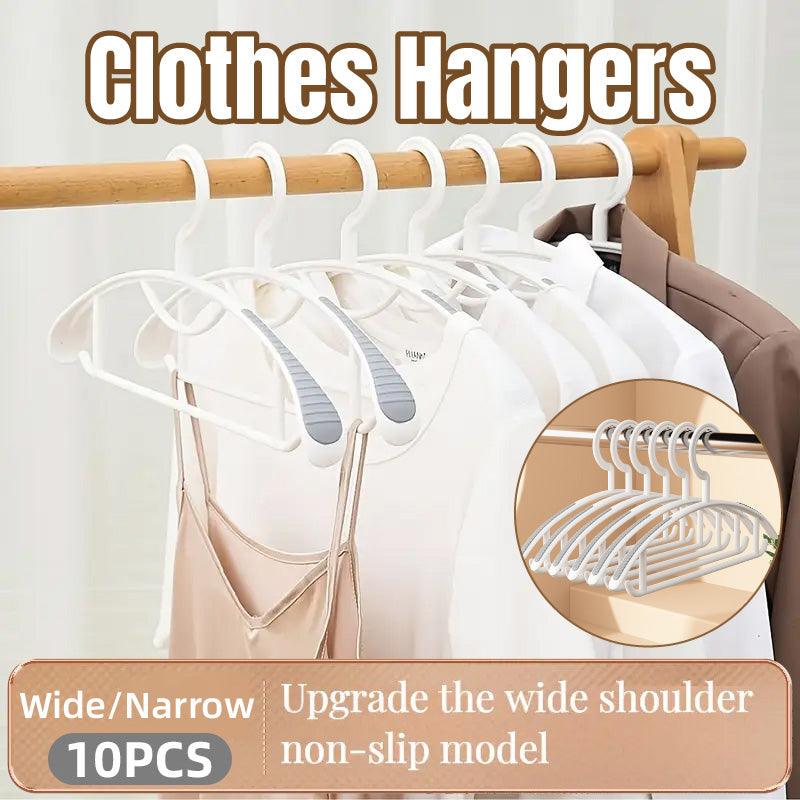 10PCS Plastic Half Round Non Slip Hangers Non Marking Drying Racks Home Use - Wide