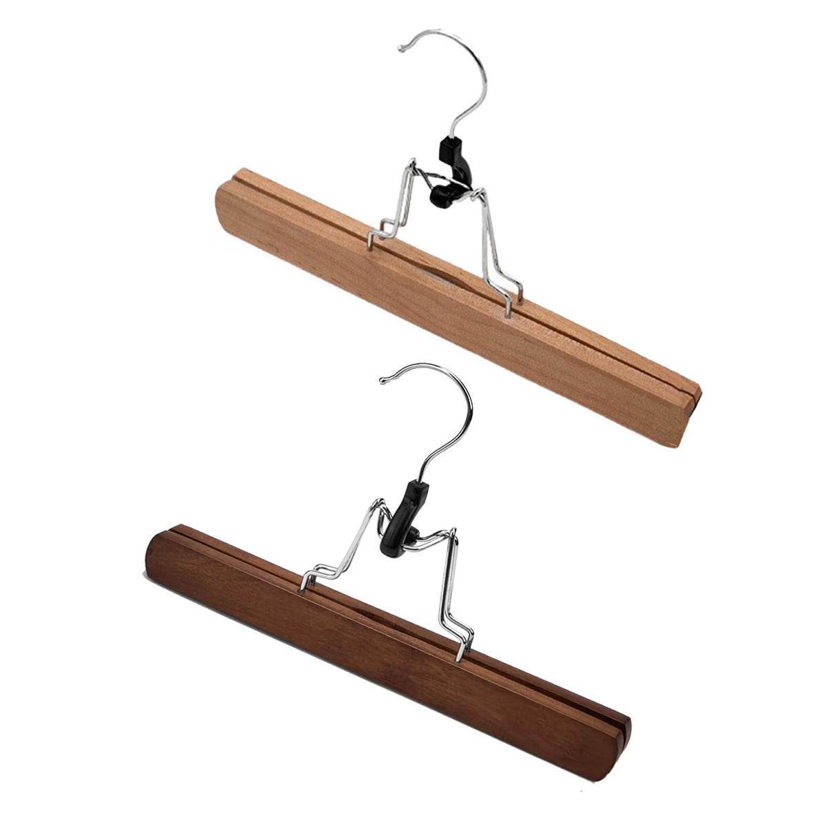 10pcs Solid Wood Skirt Clip Non Slip Hanger Flannel Trouser Clothes Organizer - Light Brown