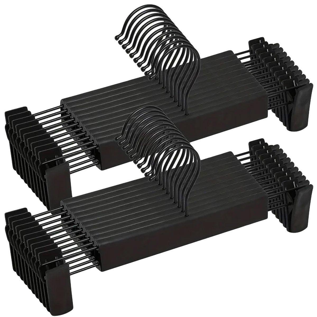 20pcs Black Plastic Pants Hanger Trousers Clips Durable Non Slip Clothes Hanger