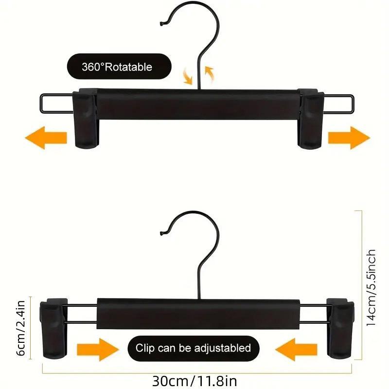 20pcs Black Plastic Pants Hanger Trousers Clips Durable Non Slip Clothes Hanger 3