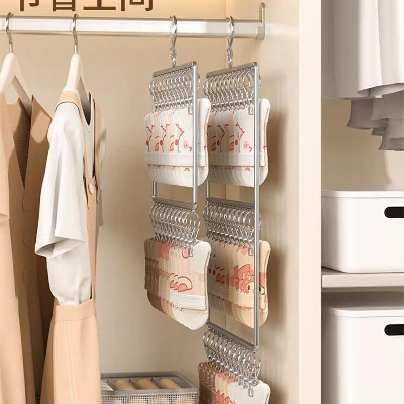 Stainless Steel Drying Rack Multi Function Windproof Underwear Clip Sock Hanger - 2-Tier 5