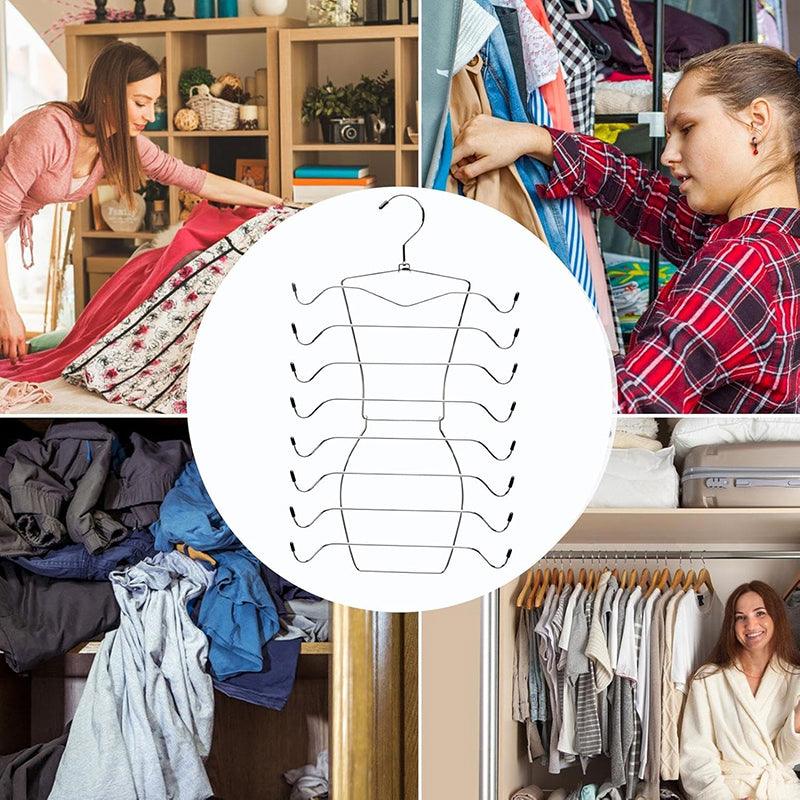 2pcs 8 Tier Metal Clothes Hanger Underwear Storage Organizer Stainless Steel 4