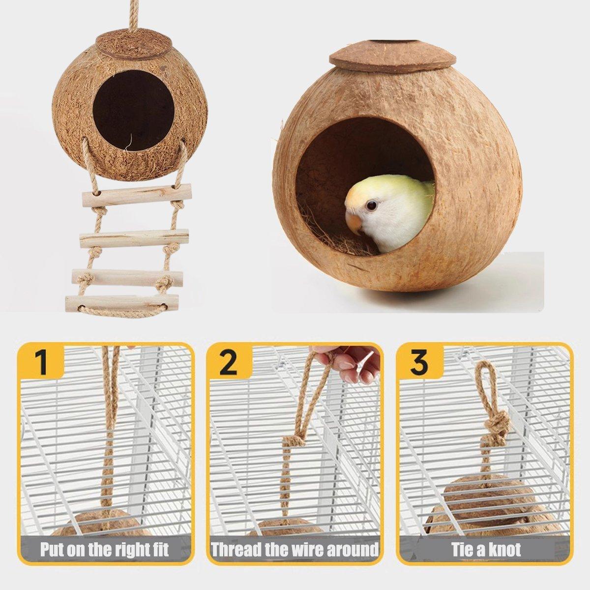 Lanyard Birdhouse Parrot Coconut Nest Bed Hanging Bird Cage for Small Birds - Stairs type 5