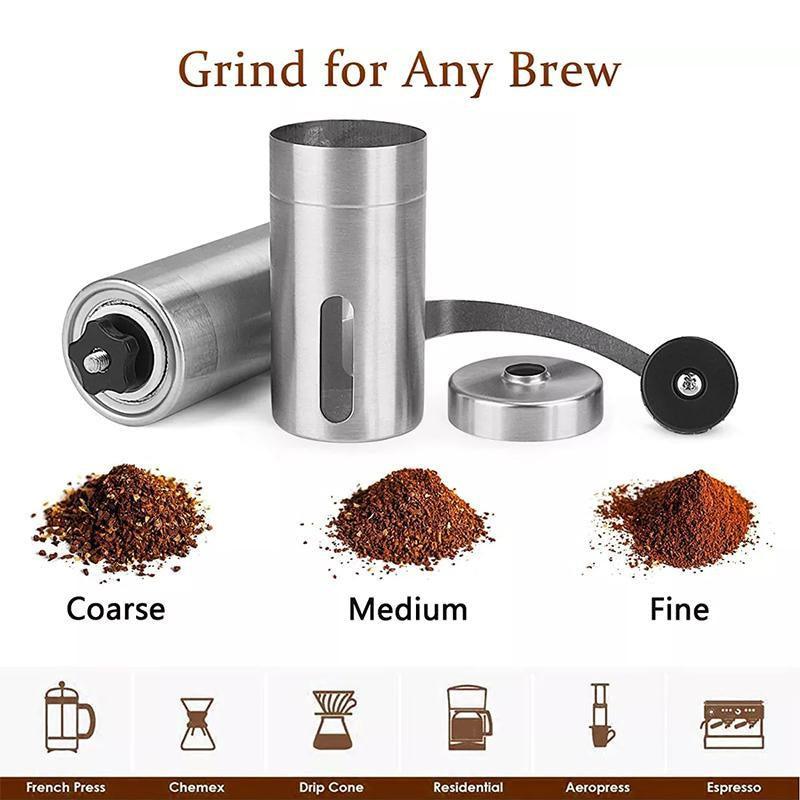 18.8cm Manual Coffee Bean Grinder Stainless Steel Hand Coffee Mill Ceramic Burr 3