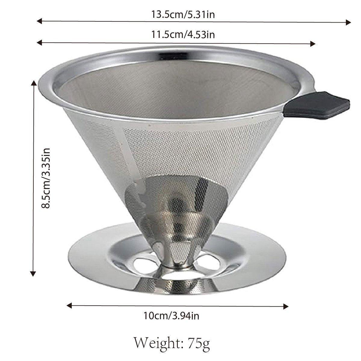 Stainless Steel Double Layer Hand Coffee Filter 600 Mesh Paper-Free Tea Funnel 3